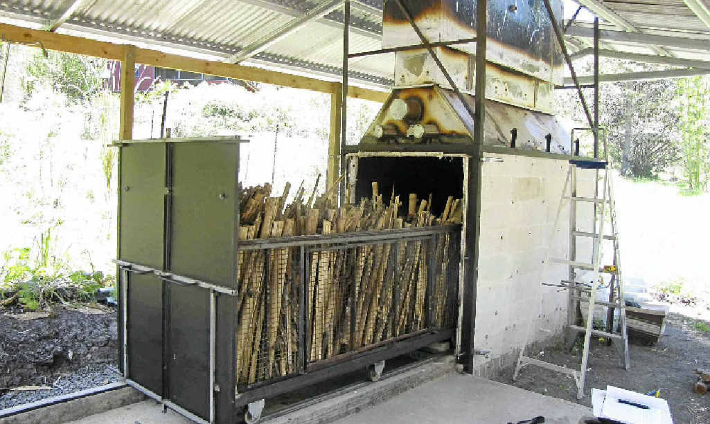 A biochar kiln at Jiggi. Ballina Shire Council wants to build a pyrolysis plant which will transform organic waste into biochar, which can be used as fertiliser, and syngas, which can be used to power the plant. A biochar kiln at Jiggi. Ballina Shire Council wants to build a pyrolysis plant which will transform organic waste into biochar, which can be used as fertiliser, and syngas, which can be used to power the plant.